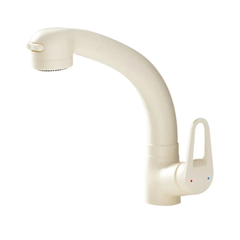 

Sea kiln bathroom milk white Japanese pumping, ramen basin faucet hot and cold lifting, rotating and retractable shampoo