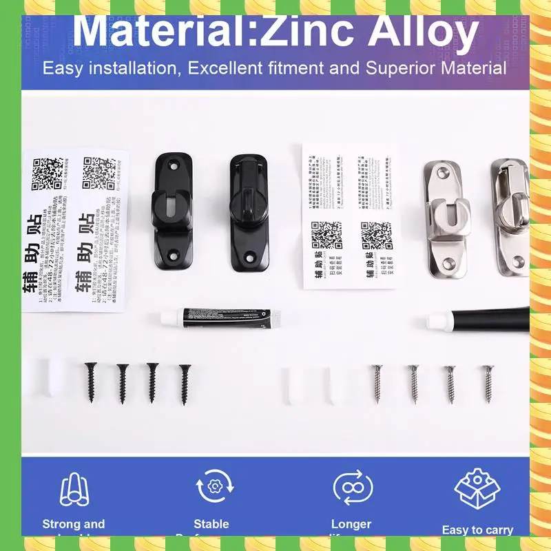 

AB53 2Set 90/180° Flip Gate Latch Door Lock Anti-Theft Buckle Latch Zinc Alloy Door Latches Window Locks Door Sliding Bolt
