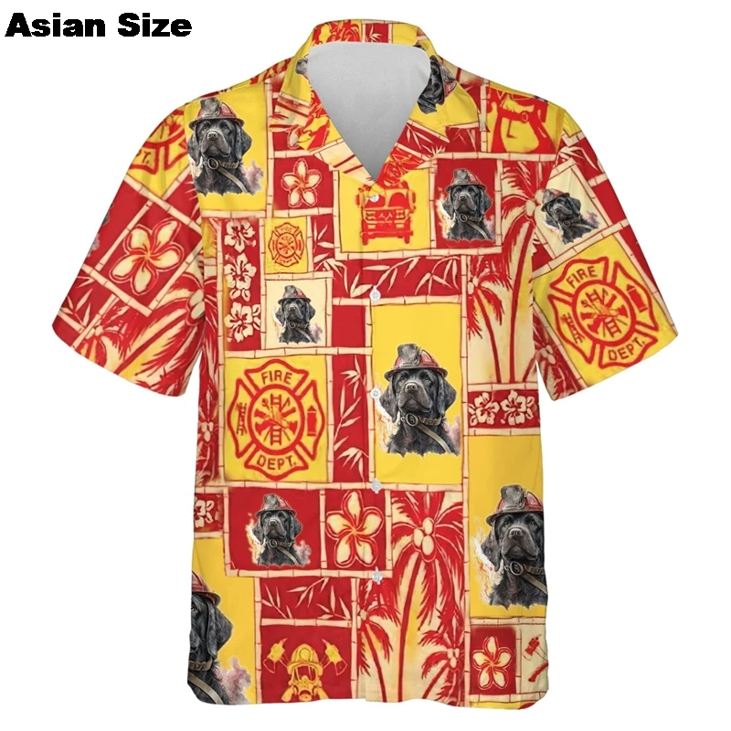 3D Printed Firefighter Truck Hawaii Shirts For Men New In Casual Mens Short Sleeve Lapel Beach Shirts Tops Harajuku Button Shirt