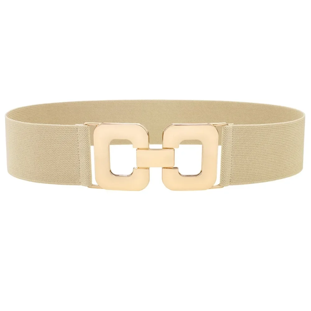 Ladies Fashion Wide Belt Square Pair Buckle Elastic Waist Seal Waist Girdle, JH015