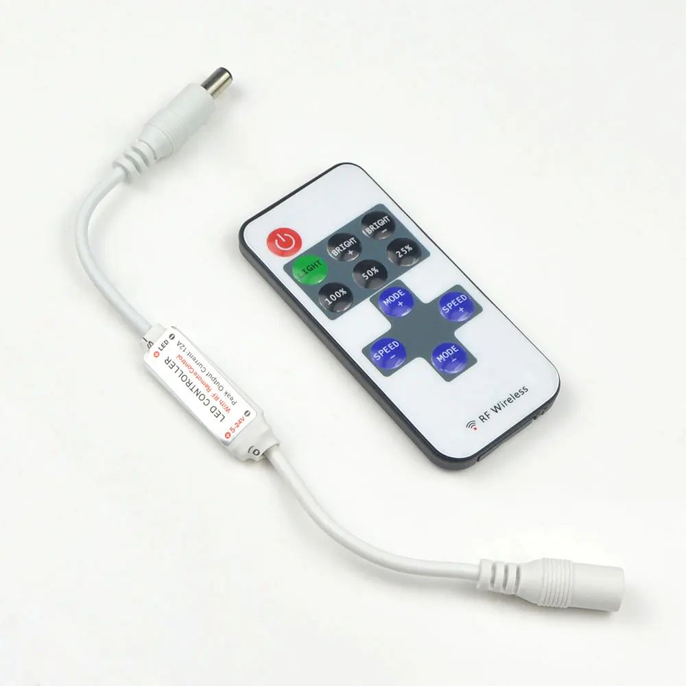 Wireless RF Remote Control LED Dimmer Switch DC 12V-24V Brightness Dimmable Controller For Single Color LED Strip Light