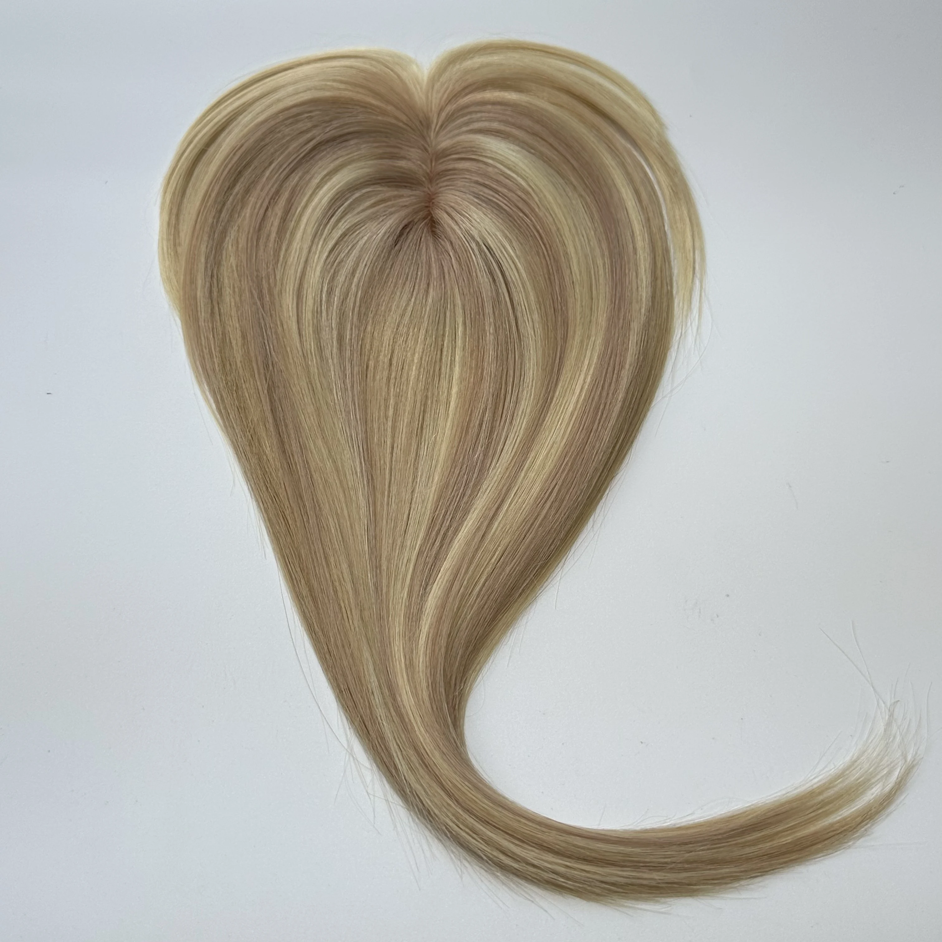 100% Human Hair Women Topper Machine Made Wig Hairpiece With Clips Breathable Comfort Colors #1B/#613 Fast Ship Dropshipping image 3