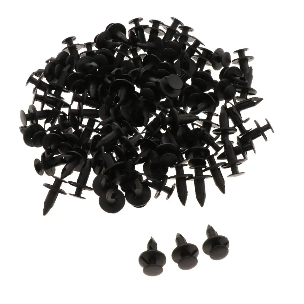 100PCS Push-Type Bumper Retainer Auto Plastic Clips Fastener 8.5mm / 0.33"