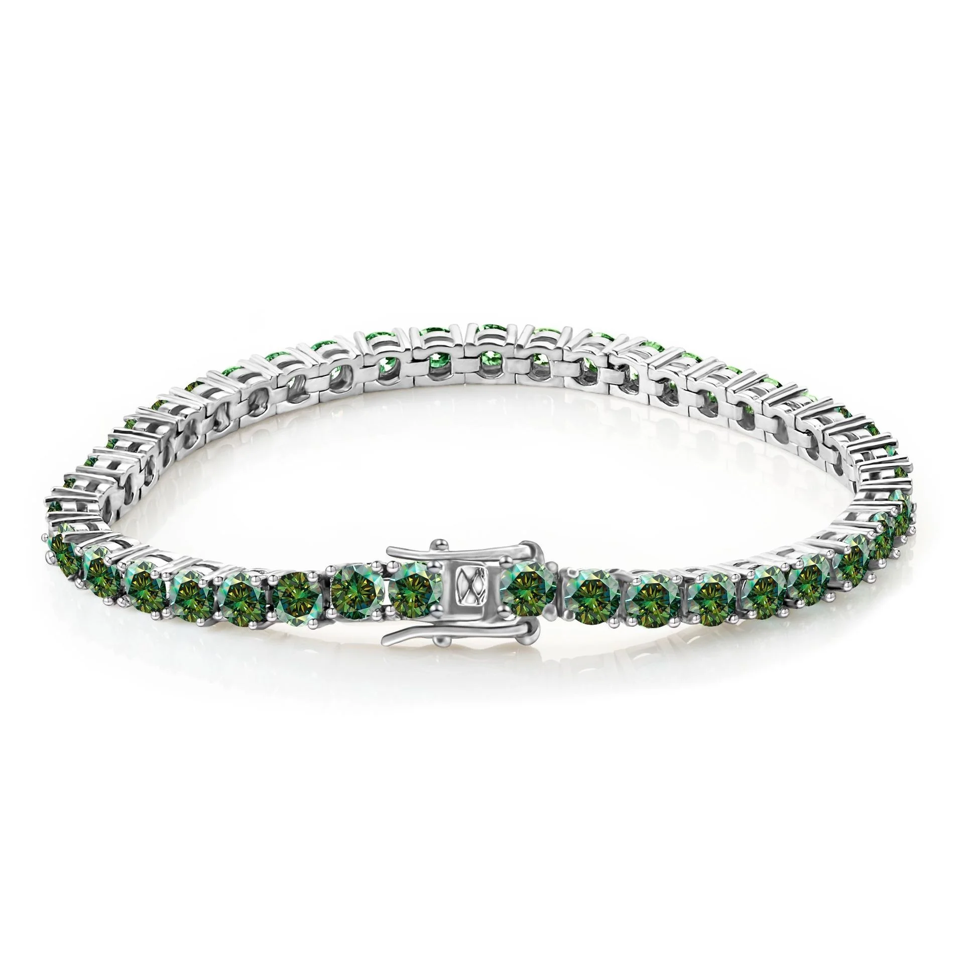 Bracelets de tennis Moissanite pour hommes et femmes, bijoux de mariage GRA, argent 925, diamant de laboratoire, bleu, vert, original, 5mm