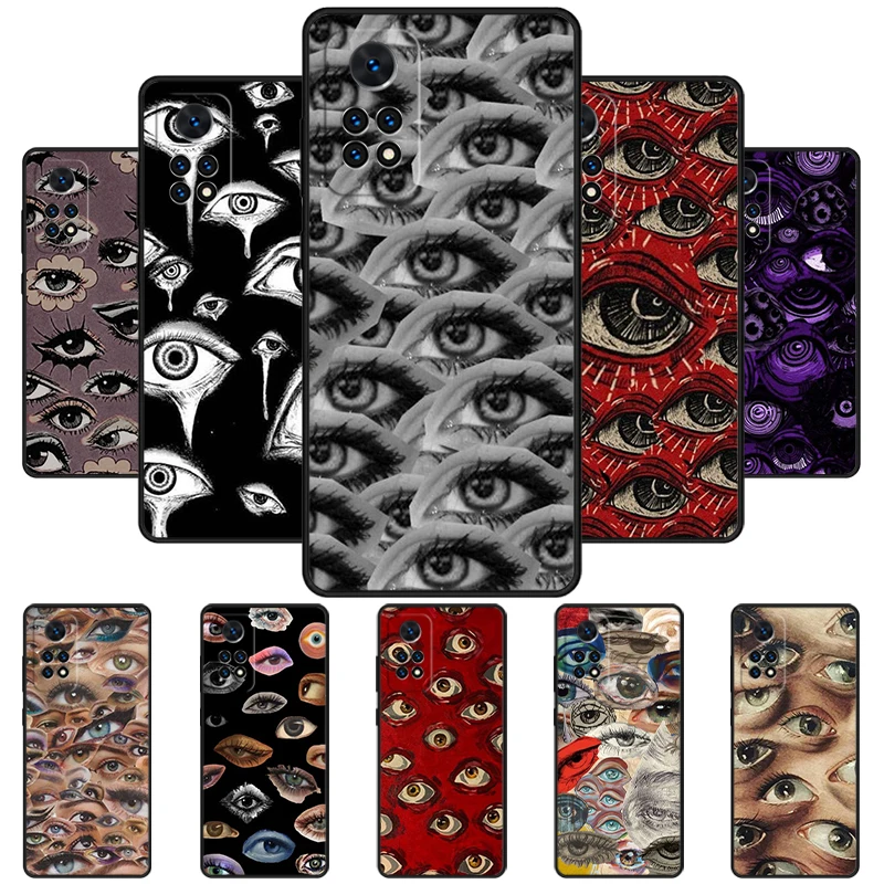 Scary Face Eyes Smiley Phone Case For Redmi Note 11 EPro 11S 10T 9S Promax 8 Pro Xiaomi Mi 11 12X 12S Ultra Cover