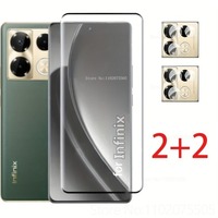 [4-in-1]2Pcs Ultra HD 3D Screen Tempered Glass+2Pcs Camera Lens Protector for Infinix Hot 50 ProPlus 4G 50 Hot 60 ProPlus 40 Pro