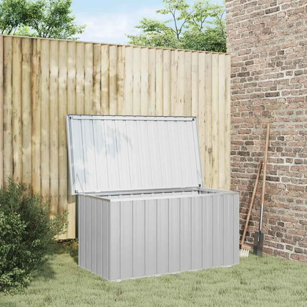

Grey garden storage box 50.8X26.4X25.6, UV resistant and durable galvanized steel terrace mat toy storage box