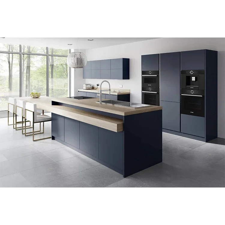 Modular RTA Kitchen Cabinets Standard Modern European Black Kitchens Cabinet With 2 Pac Painting
