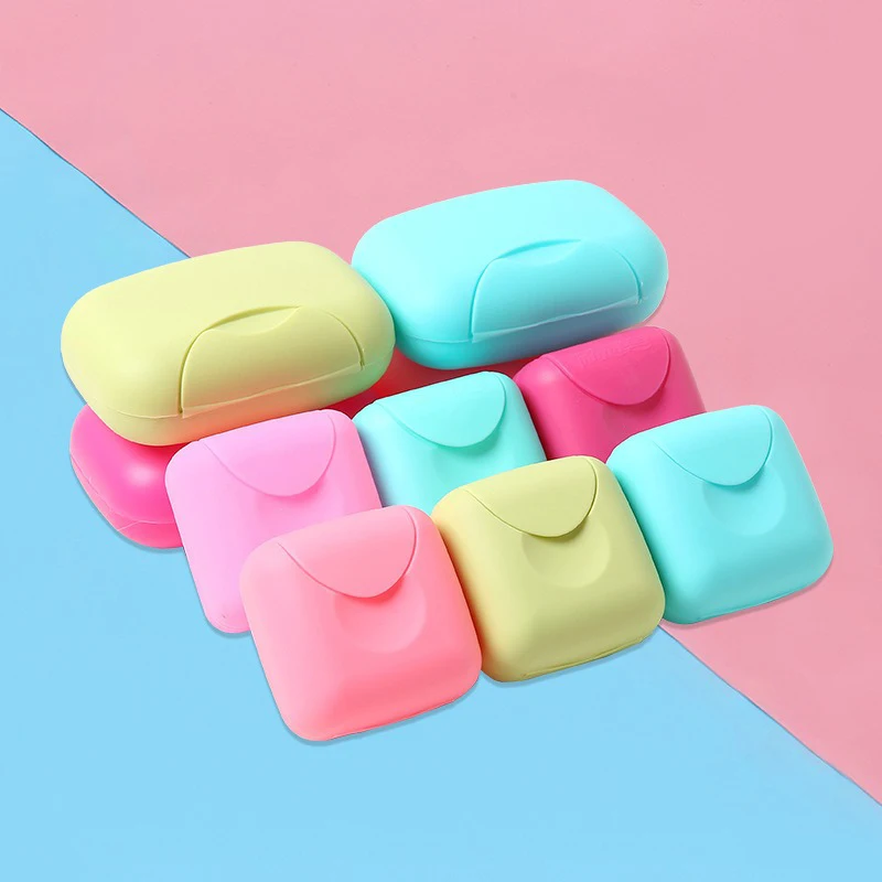 Portable Soap Dish Travel Soap Box Container Bathroom Home Small/big Sizes Candy Color Plastic Soap Dish Holder BXFZH02
