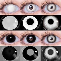 EYESHARE 1Pair Colored Contact Lenses for Halloween White Lenses Cosplay Contact Lenses Crazy Lenses Gray Eyes Lens Black Lenses