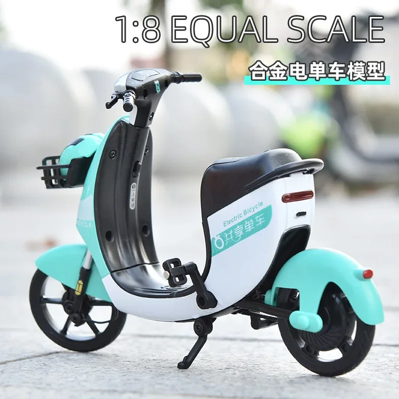 1:8 New shared Electric Bicycle model alloy simulation Bike children\'s toy collection decorative gifts