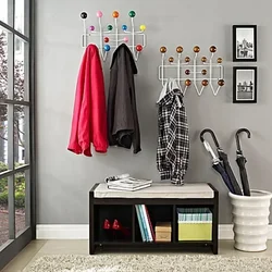 Kindergarten Iron Clothes Rack with Solid Wood Ball - Wall Hanging Clothes Hook, Durable Stylish Children's Room Organizer