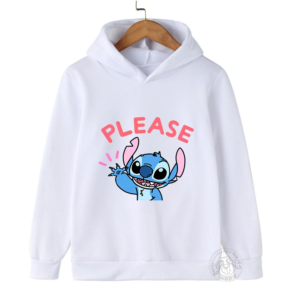 New series Kids Cartoon Stitch Stitch Hoodie Sweatshirt Long Sleeve Kids Boys Girls 2-14 years old Needle hoodie tops