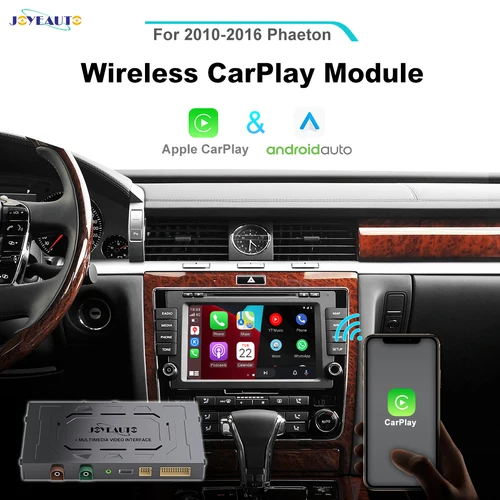 JoyeAuto 무선 Apple CarPlay for Volkswagen Phaeton 2010-2016 Android Auto BT 미러 AirPlay Vw 자동차 놀이 Netflix 및 Youtube GPS