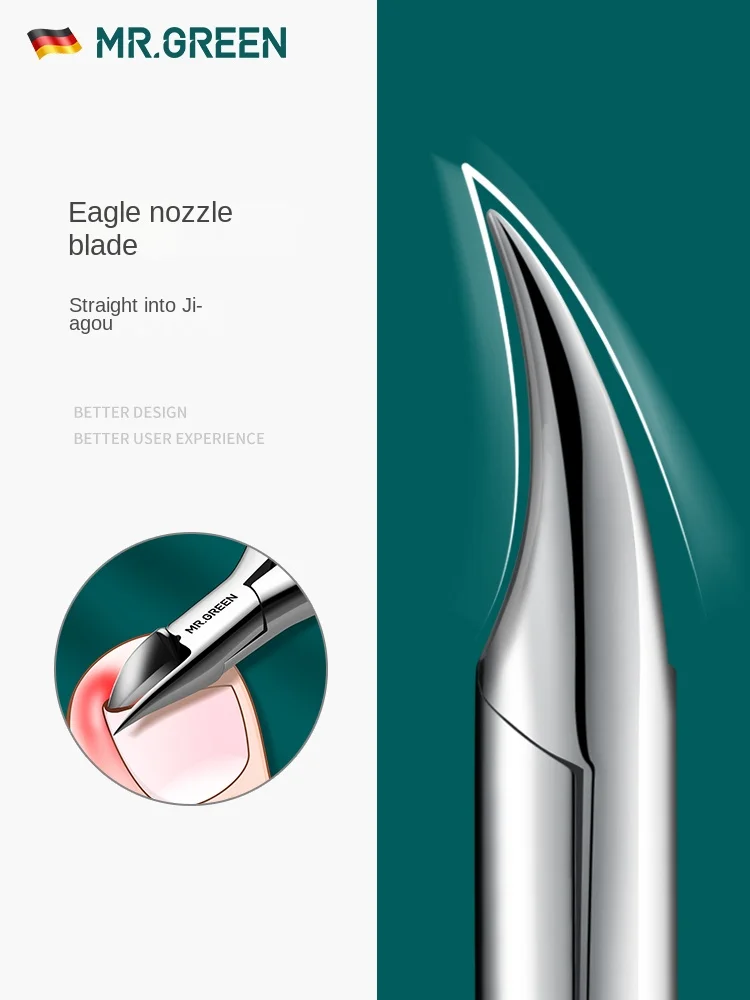 MR.สีเขียวเล็บเครื่องมือสแตนเลสสตีลหนา Toenails คุด Cuticle Nipper Trimmer Plier กรรไกรเล็บ Clippers