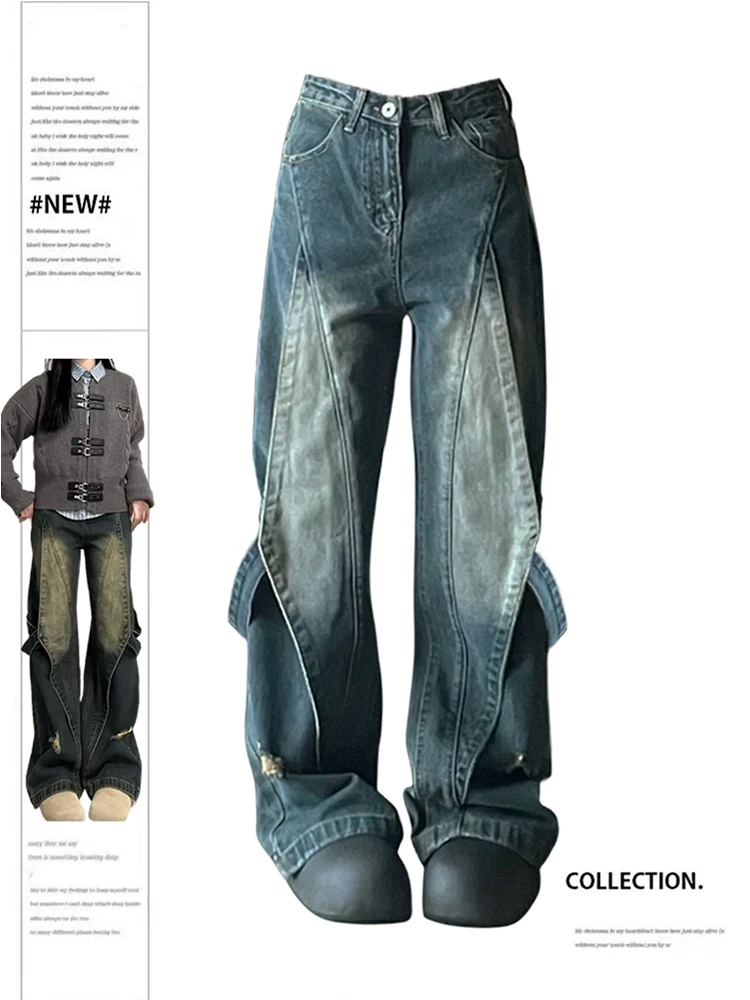

Women's Blue Jeans Harajuku Y2k 90s Aesthetic High Waist Denim Trouser Korean Straight Jean Pants Vintage 2000s Trashy Clothes