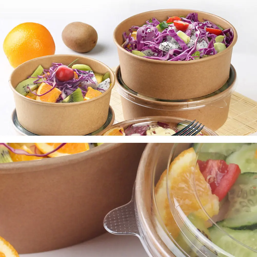 20Pcs Kraft Paper Bowls Leakproof Disposable Salad Bowls Food Containers Meal Prep Round to Go Box Party Favor 16Oz view 3