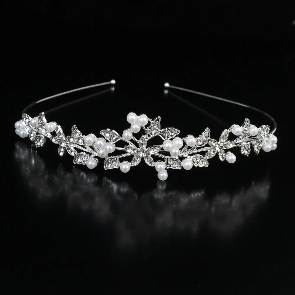 Bride Pearl Crown Headband Diamond Hair Accessories Alloy Rhinestone Princess Wedding Headband Bridal Headpieces Bride Crowns image 6