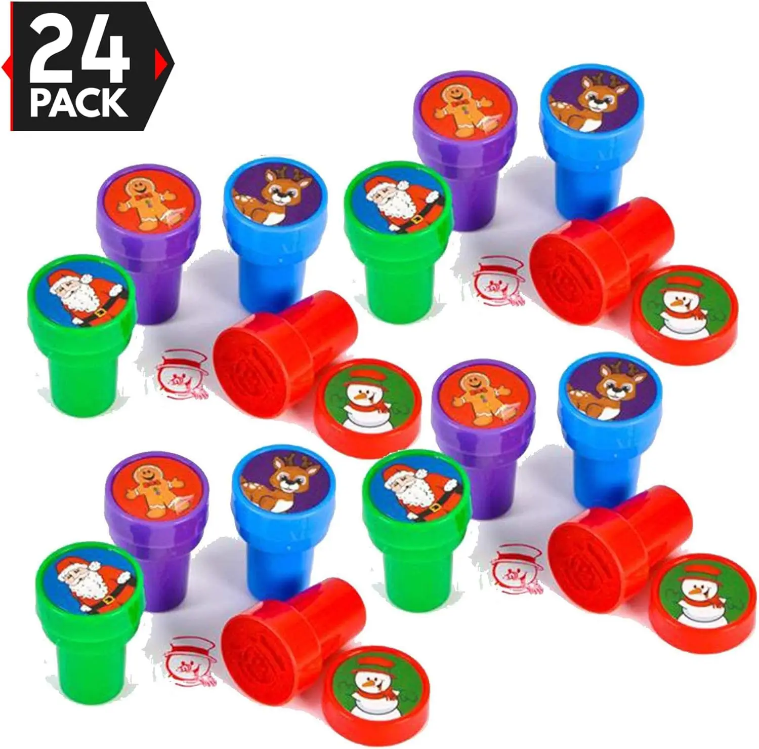 

24 пластиковых штампа на Рождество - самонаборные праздничные штампы для вечеринок, подарков и подарочных пакетов