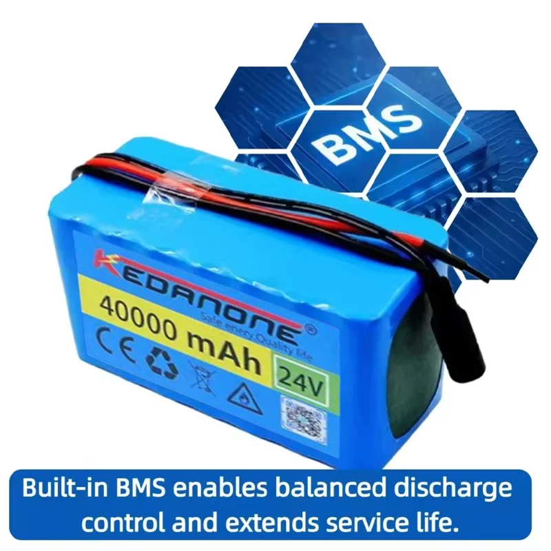 Batteria originale 24V 40Ah 7s3p 18650, pacco batterie al litio e caricabatterie gratuito 29.4V 2A per motori 24V-29.4V, batteria per auto giocattolo