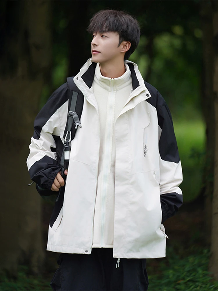 

Cleanfit ex Detachable Tee-in-One Outdoor Jaet Polyester Fabric Hooded Zipper Closure Stand Fit Youth ular Autu...