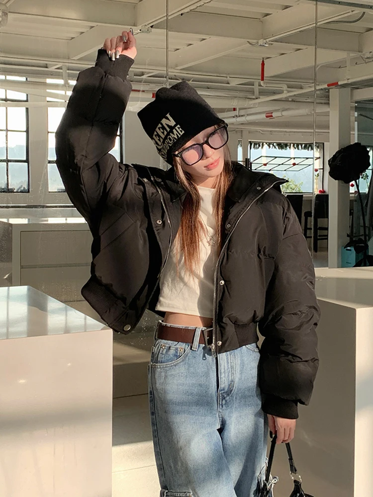 

Зимний короткий кожаный теплый пуховик с большими лацканами, женский однобортный пуховик на белом утином пуху, женская толстая хлопковая верхняя одежда Parker