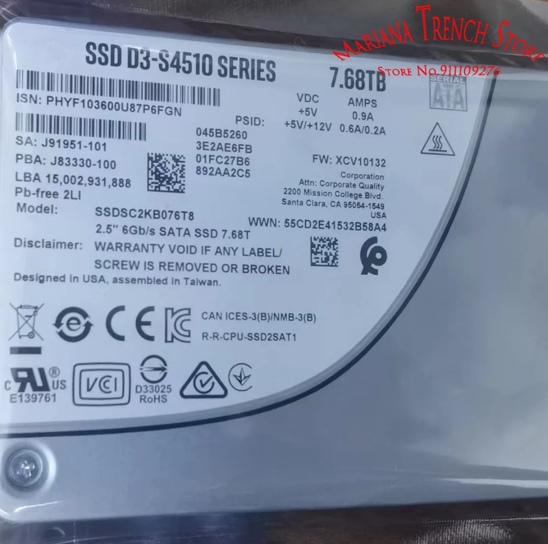 

2,5 "6 Гб/с SATA SSD 7,68 T для INTEL SSD D3 S4510 SERIES 7,68 TB