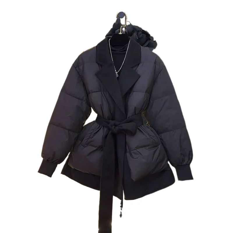 

The Popular European Padded Jacket High-end Feel Super Good-looking Waist Small Fragrance and Black Cotton Clothes Women Winter.