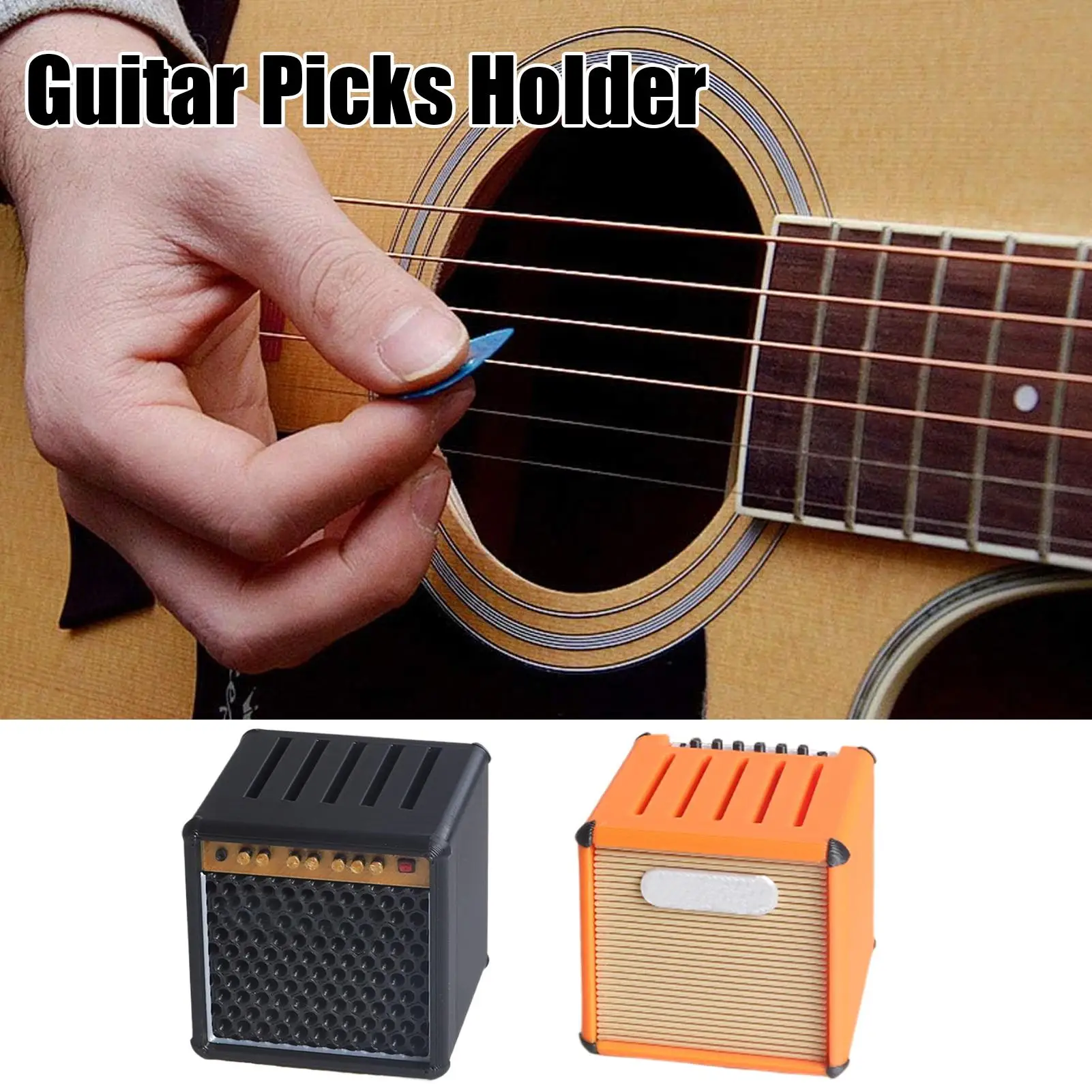 Guitar Pick Case Amp Speaker Guitar Pick Holder Large-Capacity Case Box Display 3D Printed Portable for Musical Instruments