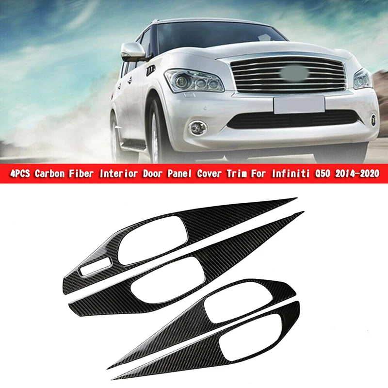 

4pcs Car Door Panel Covers Trim Carbon Fiber Look Auto Interior Accessories For Infiniti Q50 2014-2021 For Left Hand Drive Cars