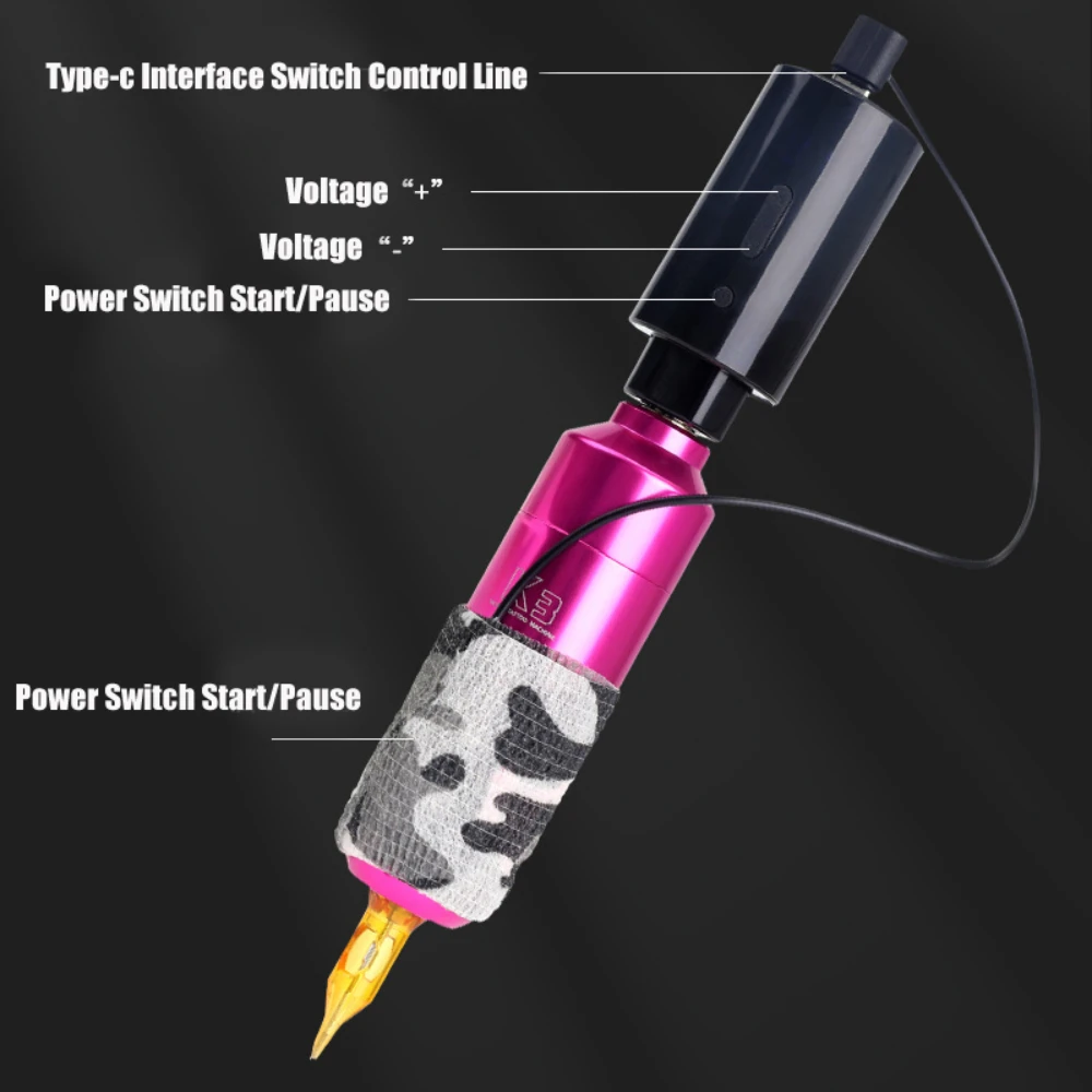 Fuente de alimentación inalámbrica para tatuaje, equipo de maquillaje permanente con batería portátil, Motor de agarre, RCA, CC