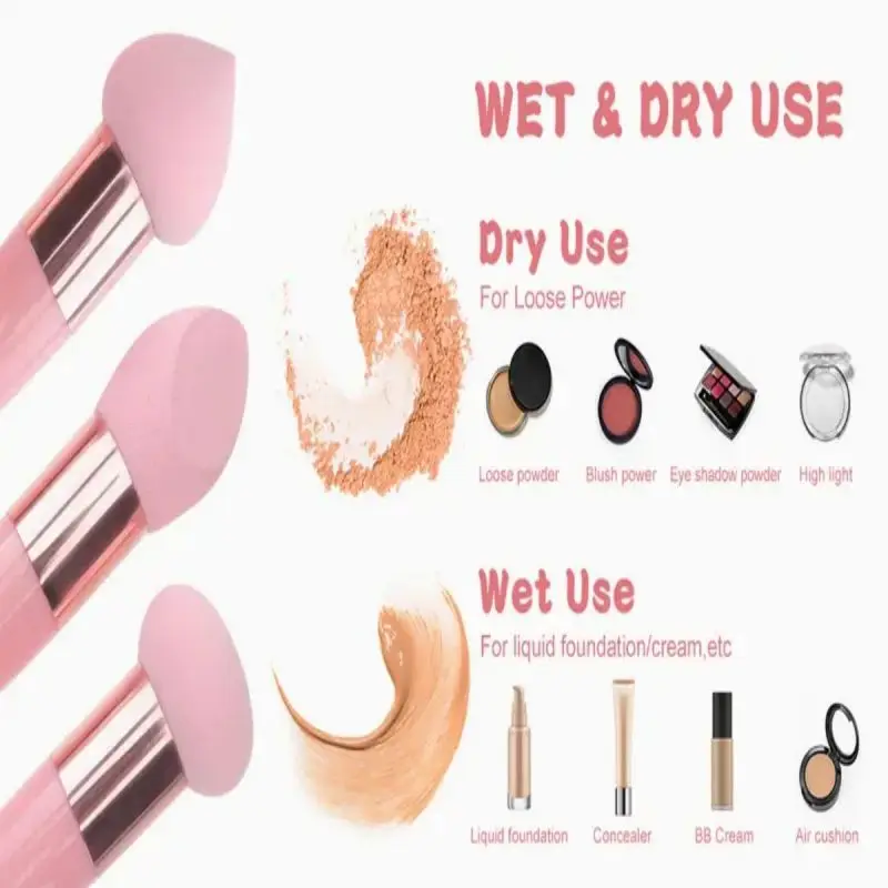 3 Stuks Make-Up Spons Schoonheid Foundation Blending Spons Make-Up Spons Wig Foundation Sponzen Met Handvat Cosmetische Blender Belijden