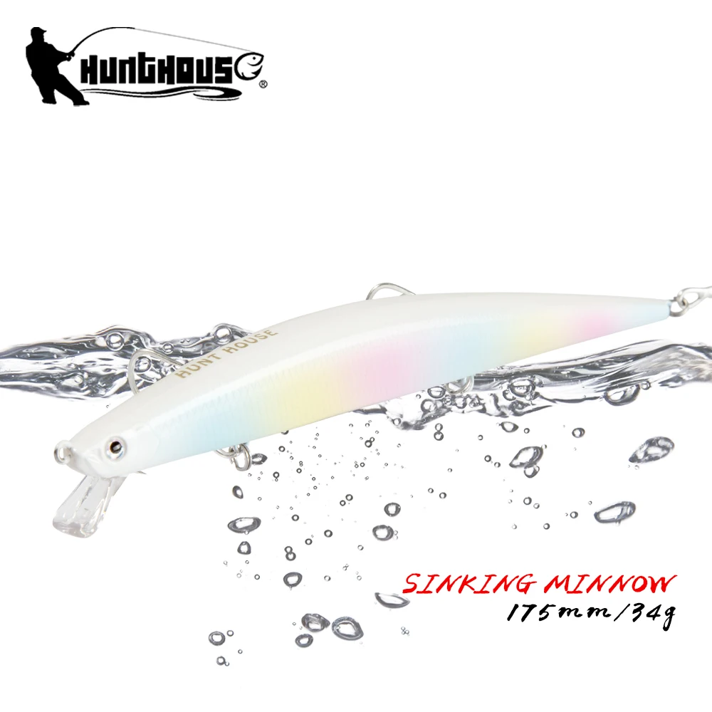 Hunthouse Slim Tide Minnow Lure 175mm Fishing Lures Sinking Minnow Saltwater Sea Fishing Hard Bait For Sea Bass