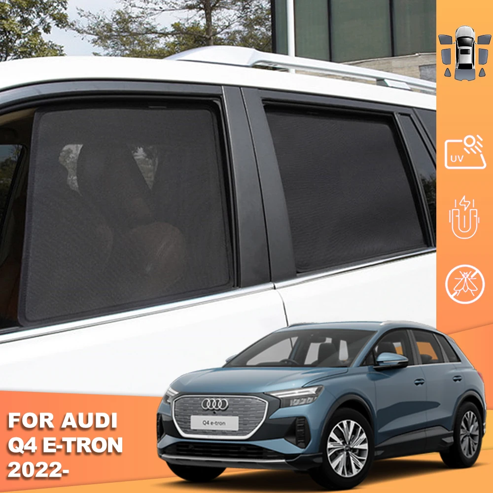 

For Audi Q4 e-tron SUV 2022 2023 2024 Magnetic Car Sunshade Front Windshield Curtain Rear Side Baby Window Mesh Sun Shades Visor