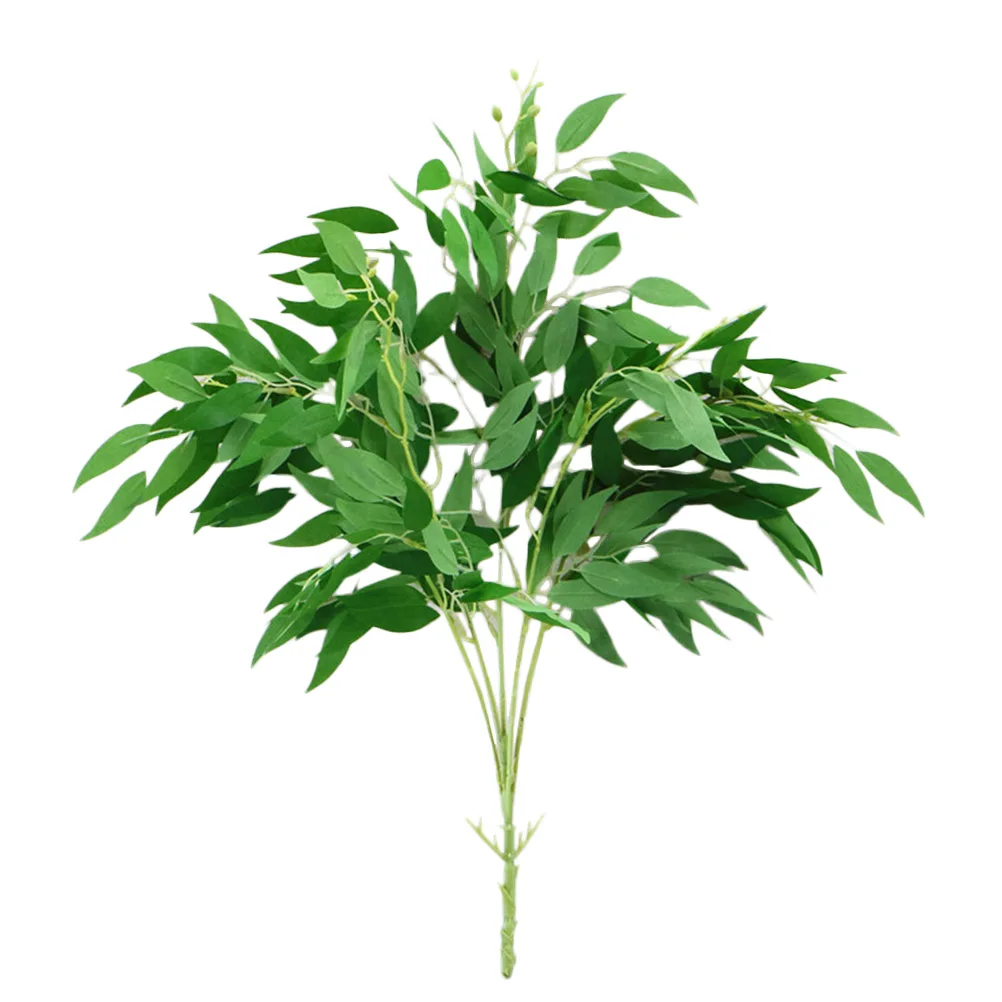 

Lifelike Leaves Artificial 5 Fork Simulation Willow Leaves Plants Green Home Decoration For Wedding Garden Display Easy