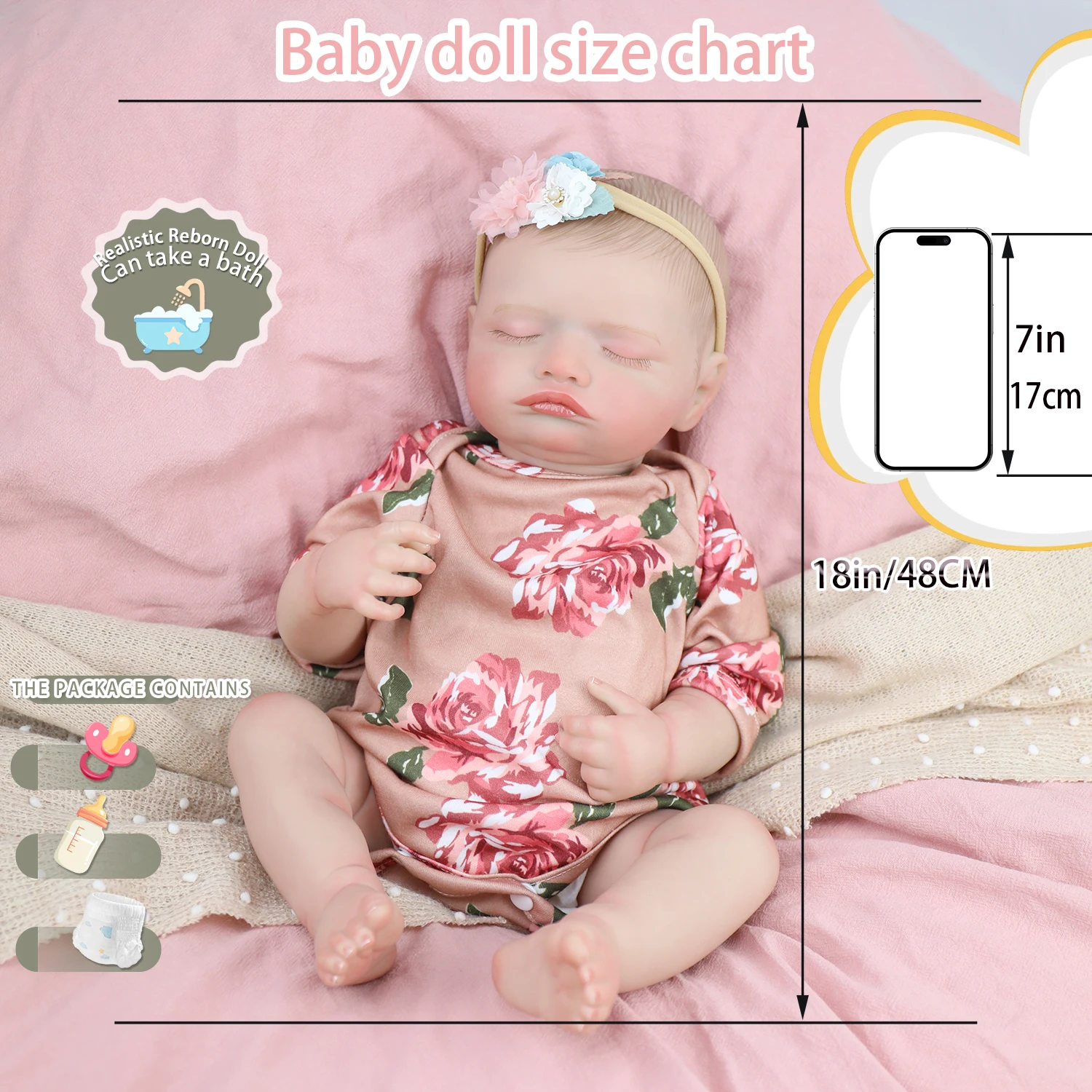 

Lifereborn 18inch Realistic Reborn Baby Dolls Rosalie Soft Silicone Vinyl Body Newborn Bebe Dolls for Girls Christmas Gifts