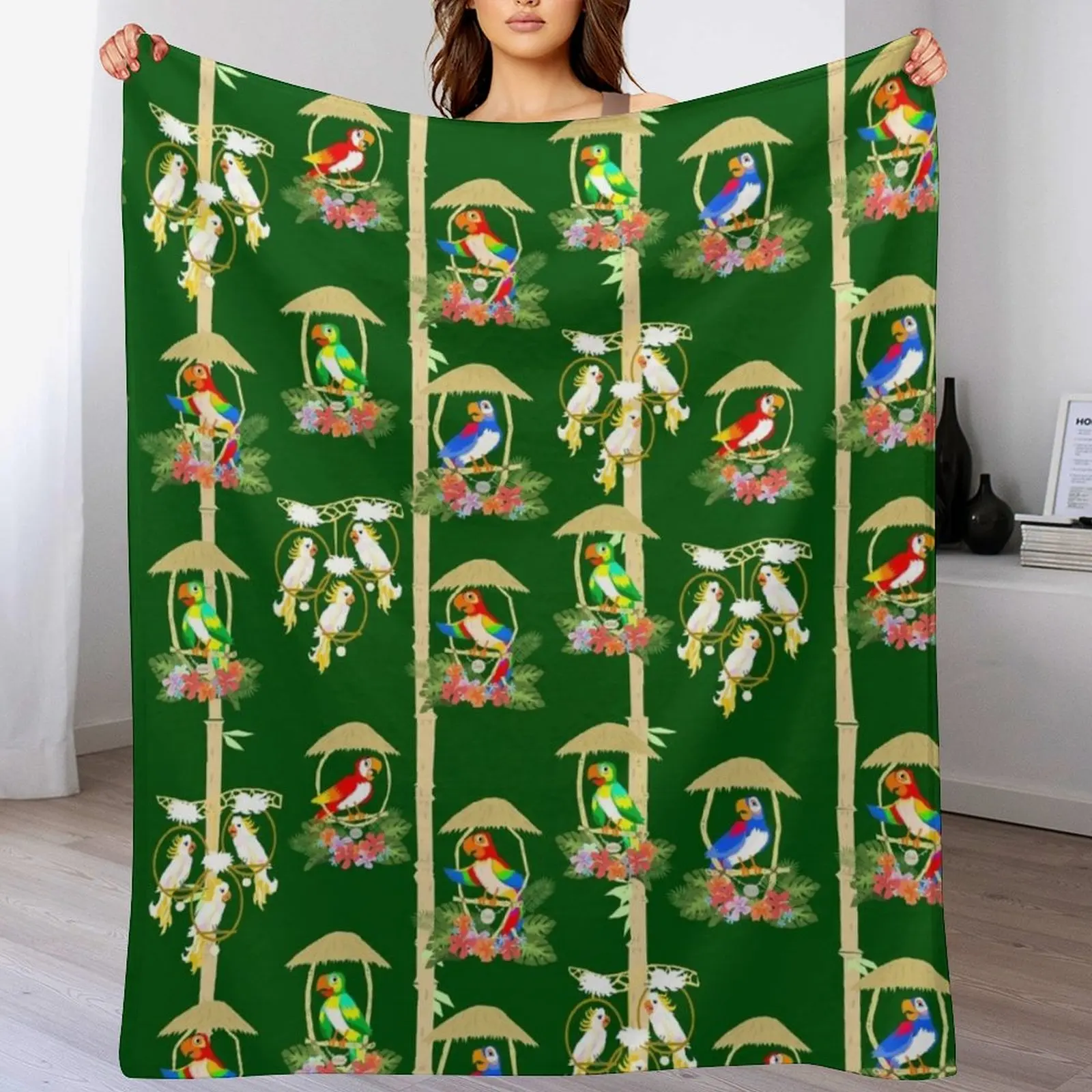 Tiki Room Birds Throw Blanket Soft Sherpa Fleece Warm Blanket for Winter