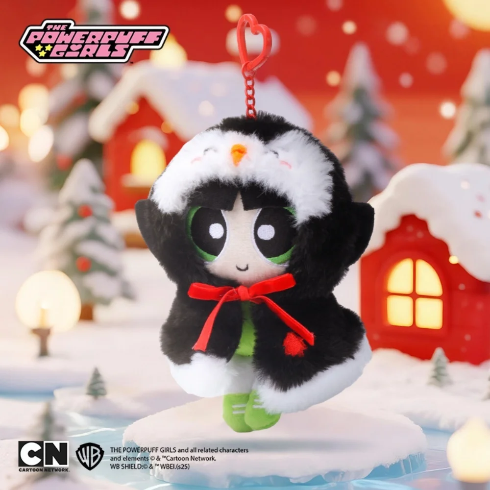 

Genuine The Powerpuff Girls Plush Doll Keychain with Plush Cloak Blossom Bubbles Buttercup Cute Cartoon Bag Pendant Charm