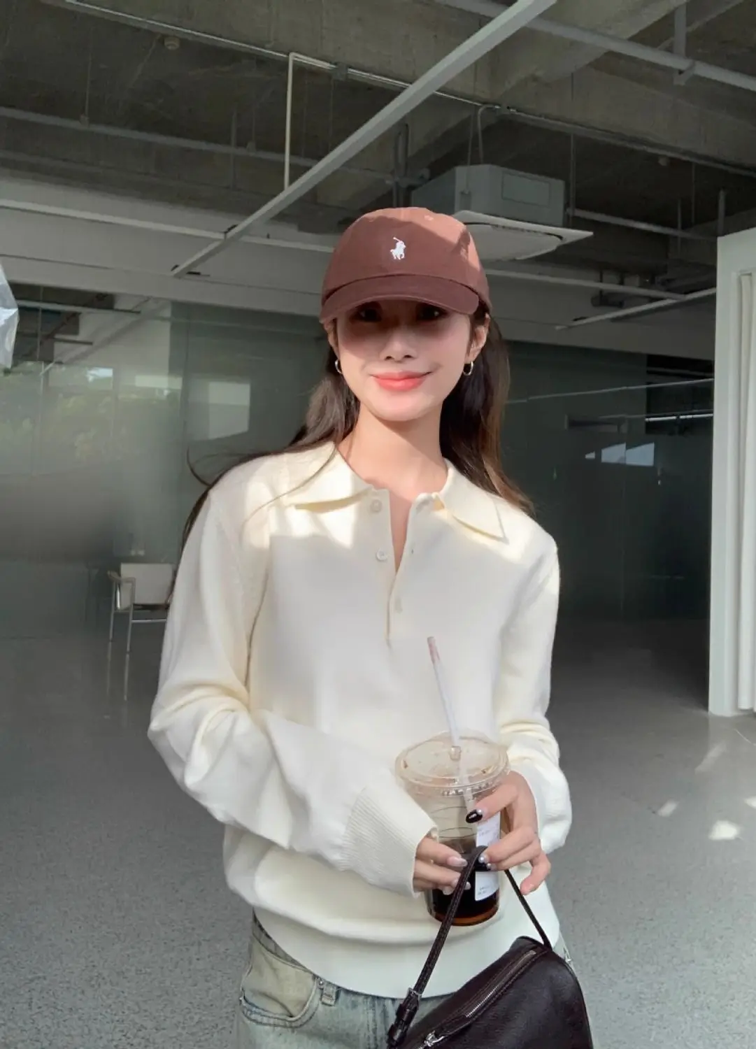 

Korean Youthful Embroidered Polo Collar Knit Top Women Lazy Style Versatile Loose Fit Lapel Long Sleeve Casual Pullover