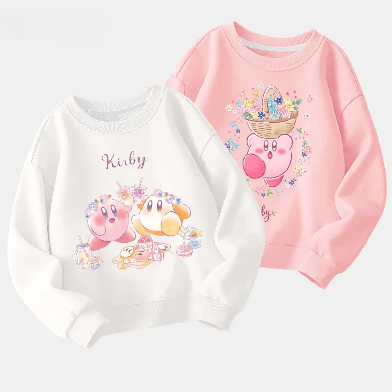 Fashion and cute Kirby Cartoon Anime Print Men's and women's round neck pullovers Autumn and Winter Couple's clothing pullover