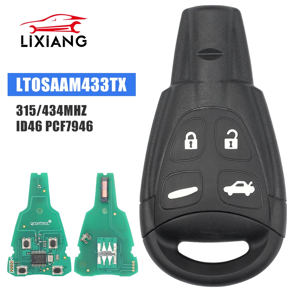 

LIXIANG For Saab 9-3 93 2003 2004 2005 2006 2007 Car Remote Key 315Mhz 433MHZ Car Smart Key Fob LTQSAAM433TX PCF7946AT ID46 Chip