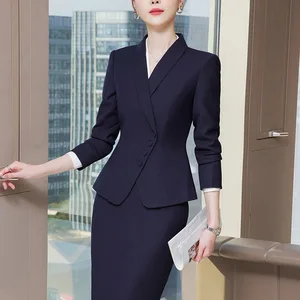 الجدة طويلة الأكمام السترات الدعاوى، ملابس العمل المهنية الرسمية، دعوى مع تنورة وقمم، OL أنماط الوظيفة، الربيع أعلى 12 مبيعات اللباس تنورة الدعاوى - No4