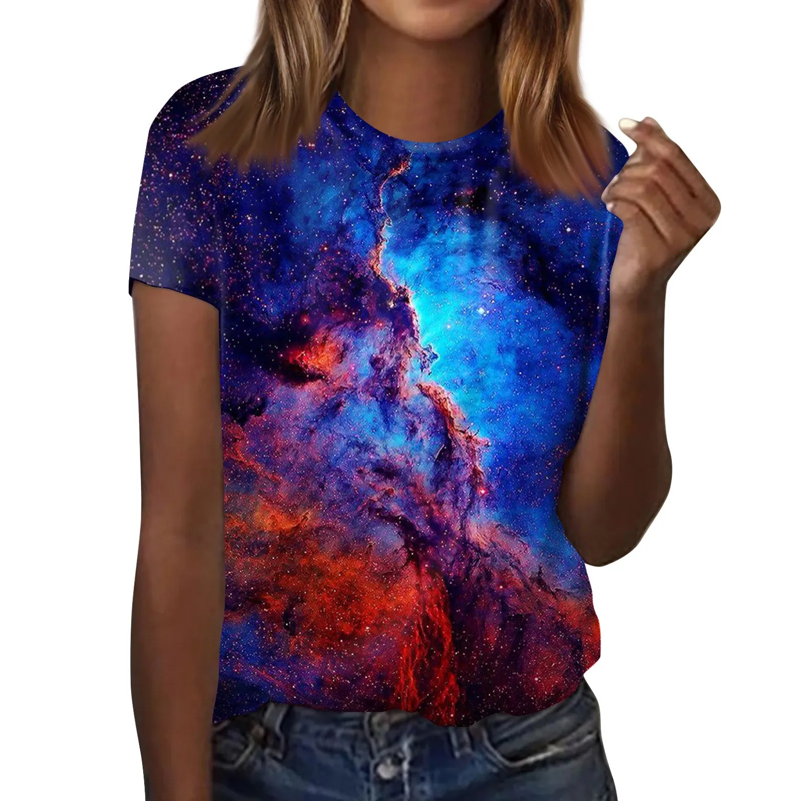 

2024 Summer Galaxy t shirt women Space 3d Printing T-Shirt Universe Short Sleeve Print Tshirts Funny Casual Tops O-Neck