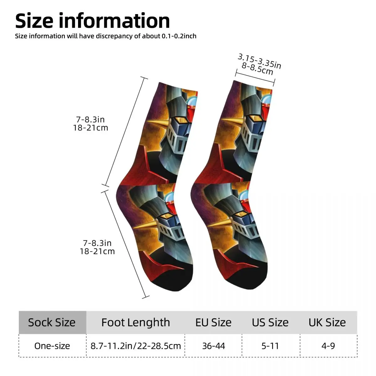 Mazinger Z Funny Socks for Men Women Unisex Crazy Street Style Printed Crew Sock