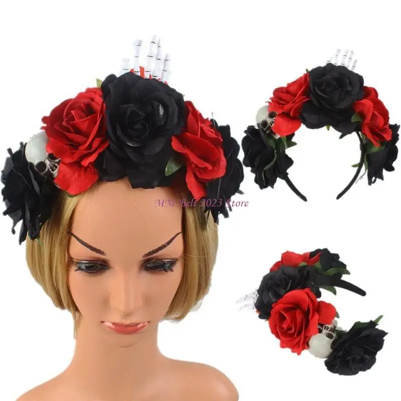 49ME Rose Cluster Headband cho bé gái Phụ nữ Mũ nón Halloween