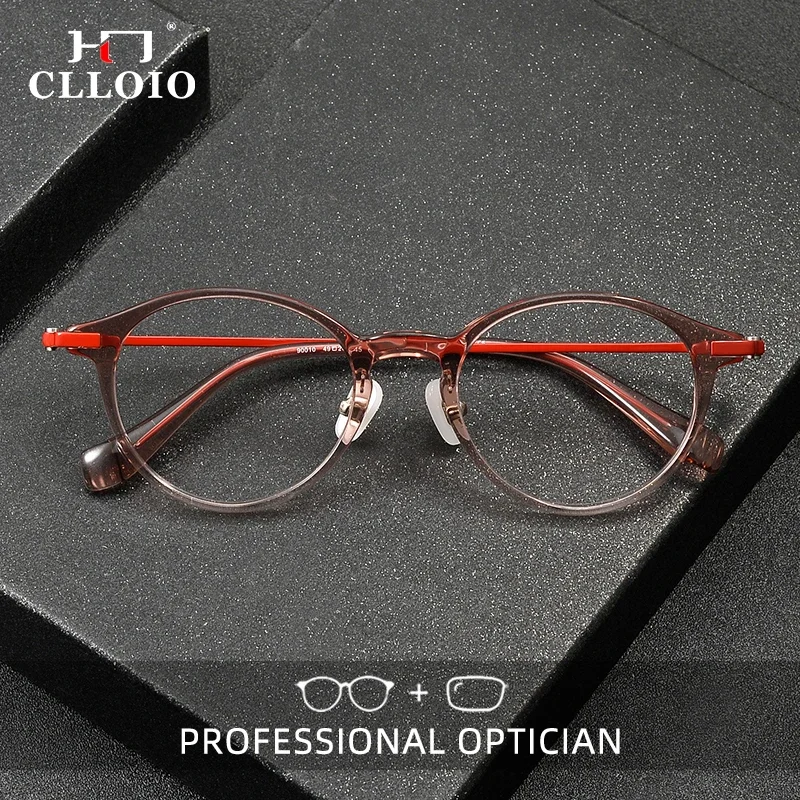 

CLLOIO Retro Simple Handmade Sheet Glasses Men Women Fashion Pure Titanium Reading Glasses Prescription Customized Glasses 90010