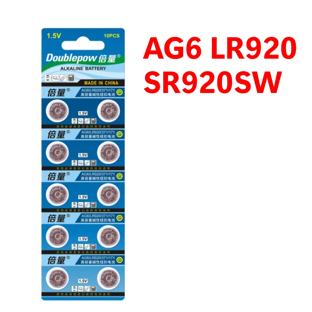 

AG6 LR920 SR920SW 371 V37 SR69 L921 1.55V Button Coin Batteries for Watches Toys Calculators & Electronics