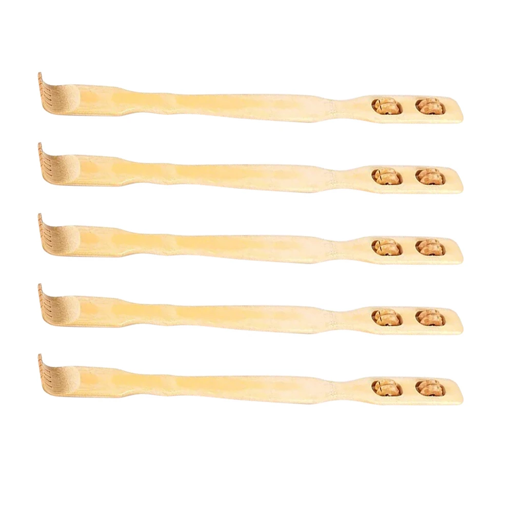 5개입 대나무 등긁개 목재 바디 마사지기 가려움 완화 휴대용 확장형 셀프 마사지 도구 텔레스코핑 클로