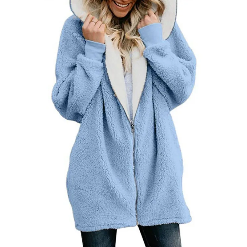 

2025 Autumn/Winter New Style Hooded Zippered Sweater Down Jacket Fuzzy Sweatshirt