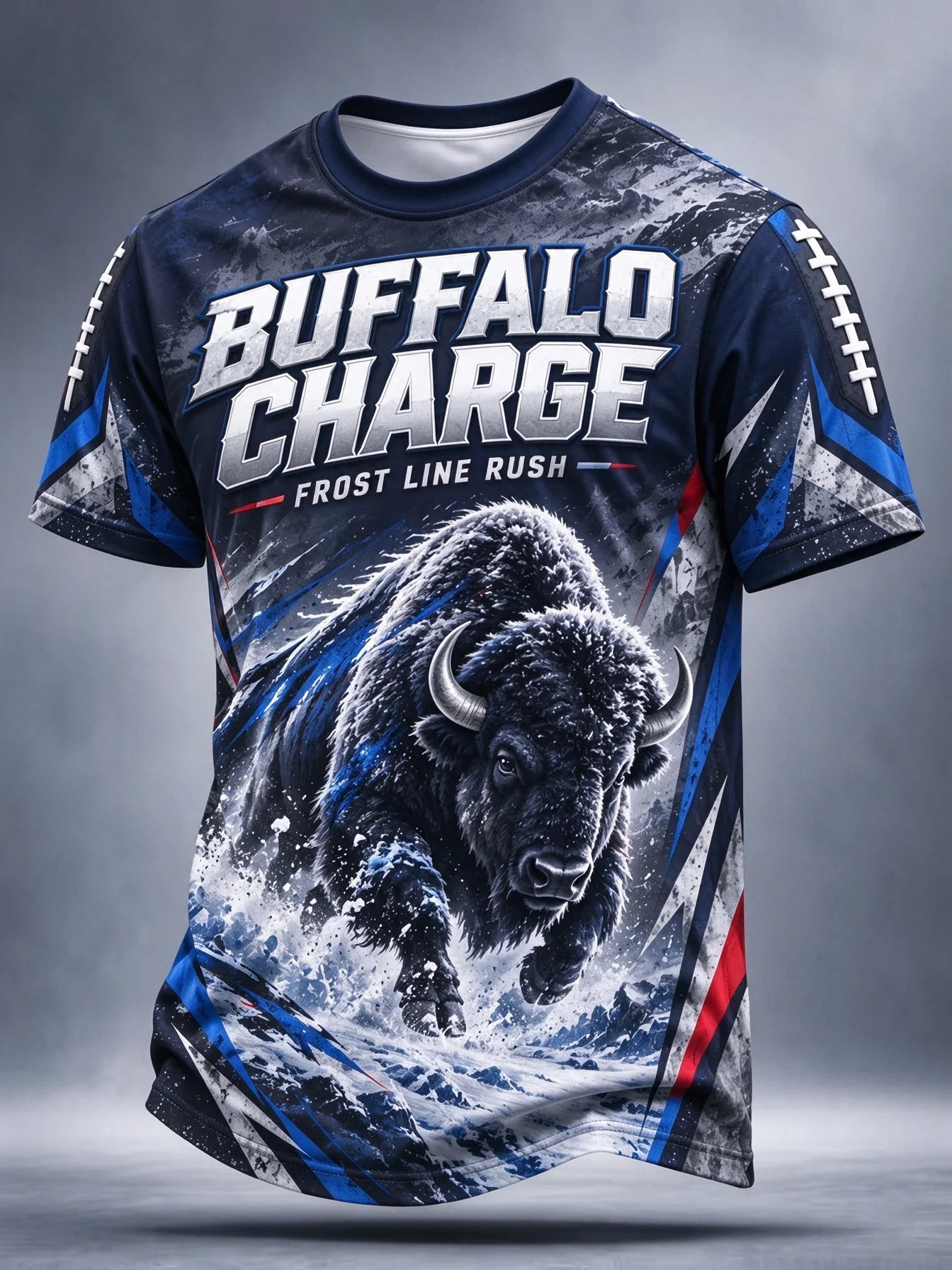 Mens Athletic Sport Shirt Snow Bison Graphic Short Sleeve Breathable Training Jersey For Men